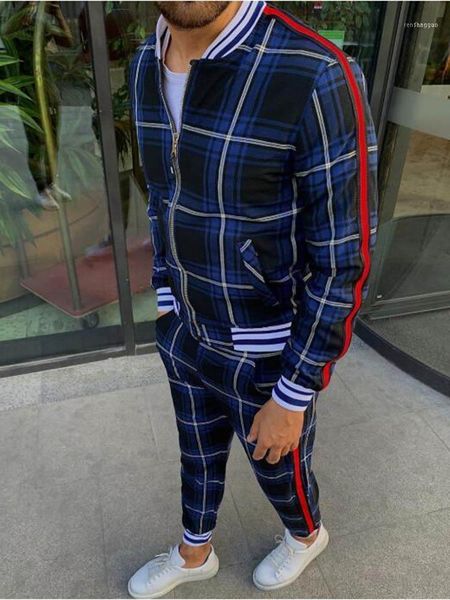 men's tracksuits autumn thin style fashion brand slim lattice fitness sports jogging suit stand-up collar zipper sportswear 2-pie, Gray
men's tracksuits autumn thin style fashion brand slim lattice fitness sports jogging suit stand-up collar zipper sportswear 2-pie, Gray