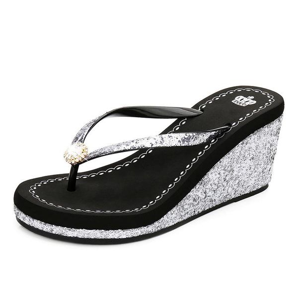 crystal fashion sandals for women wedges shoes women's summer flip-flops sequins diamond platform beach high heel pumps, Black
crystal fashion sandals for women wedges shoes women's summer flip-flops sequins diamond platform beach high heel pumps, Black
