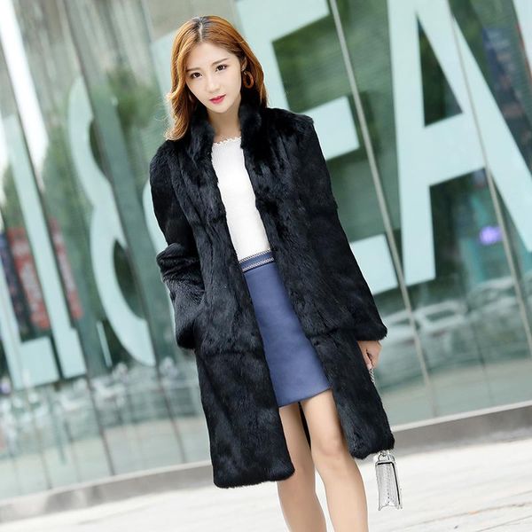women's fur & faux real genuine natural coat stand collar jacket lady fashion outwear custom any size, Black 
women's fur & faux real genuine natural coat stand collar jacket lady fashion outwear custom any size, Black