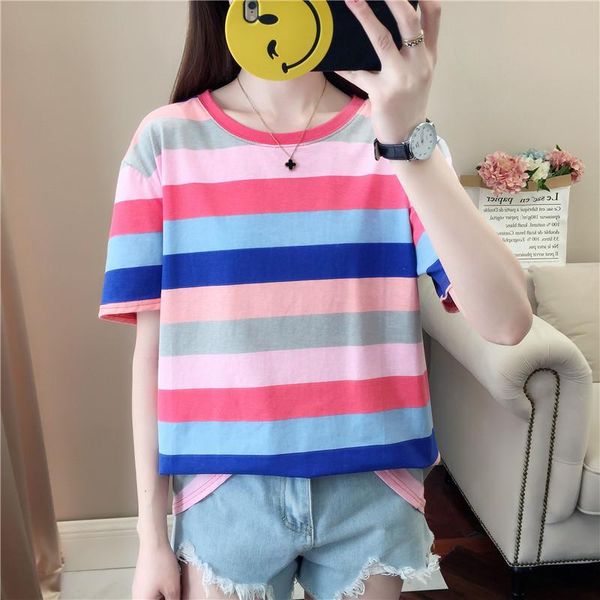 women's t-shirt 2021 trend summer loose large size student base shirt casual fashion rainbow cute short-sleeved women, White
women's t-shirt 2021 trend summer loose large size student base shirt casual fashion rainbow cute short-sleeved women, White