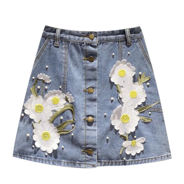 high waist denim skirts women summer korean embroidery flower elegant single breasted womens quality hips jeans skirt h237, Black
high waist denim skirts women summer korean embroidery flower elegant single breasted womens quality hips jeans skirt h237, Black