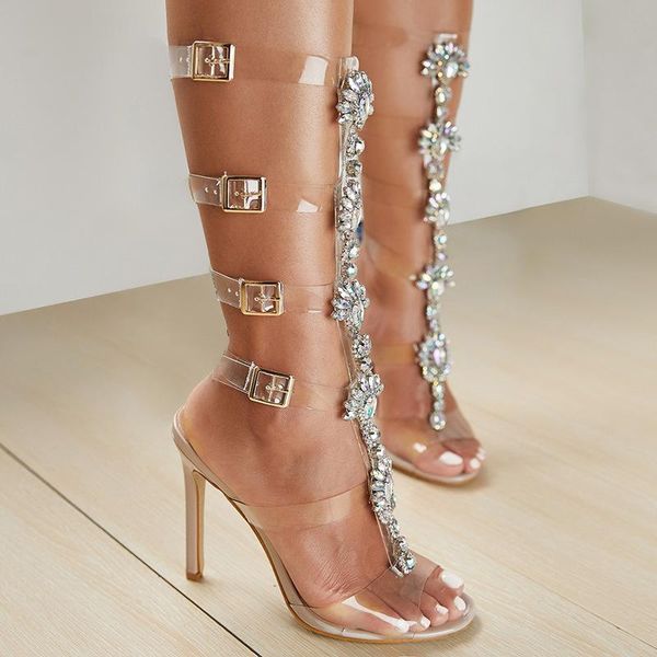 dress shoes large size women's transparent belt buckle hollow roman sandals fashion diamond high heel, Black
dress shoes large size women's transparent belt buckle hollow roman sandals fashion diamond high heel, Black
