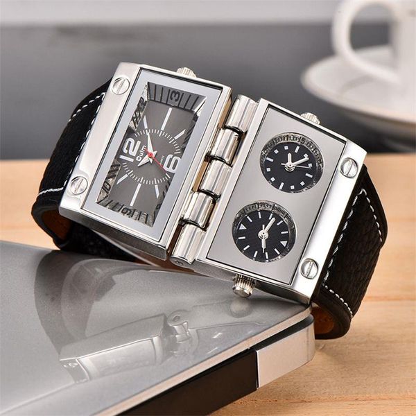 wristwatches oulm men sports watches unique design two different rectangle big size three time zone quartz wristwatch clock male drop, Slivery;brown
wristwatches oulm men sports watches unique design two different rectangle big size three time zone quartz wristwatch clock male drop, Slivery;brown