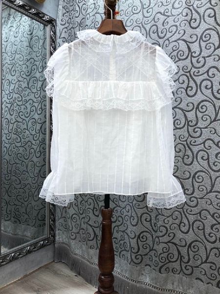 capris blouse shirts 2021 autumn designer fashion women ruffle lace patchwork flare sleeve casual vintage silk cotton white pink, Black;gray
capris blouse shirts 2021 autumn designer fashion women ruffle lace patchwork flare sleeve casual vintage silk cotton white pink, Black;gray
