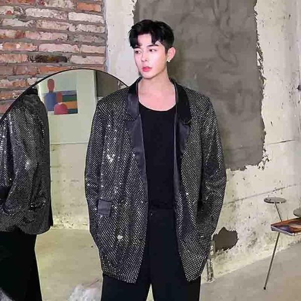 splicing fashion small personality cool spring and autumn men's korean casual western coat sequins dj nightclub suit vests, Black;white
splicing fashion small personality cool spring and autumn men's korean casual western coat sequins dj nightclub suit vests, Black;white