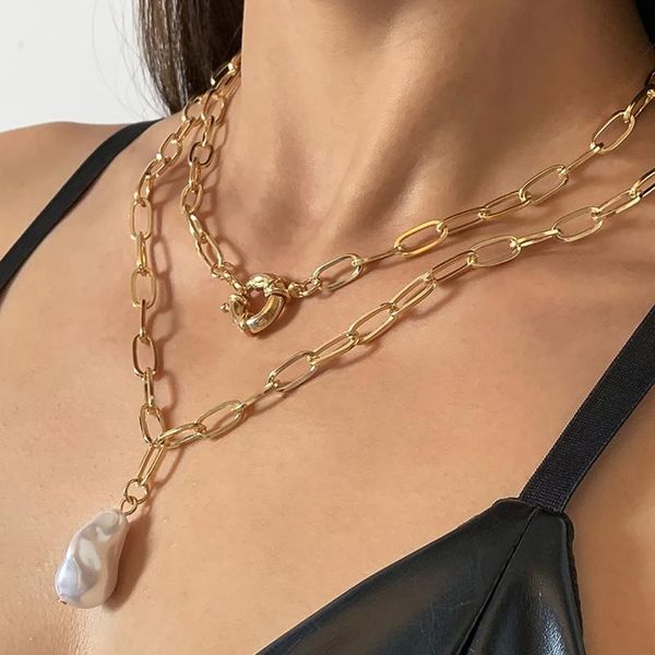 pendant necklaces vintage chunky chain choker necklace for women fashion with baroque pearl collar jewelry gift design, Silver
pendant necklaces vintage chunky chain choker necklace for women fashion with baroque pearl collar jewelry gift design, Silver