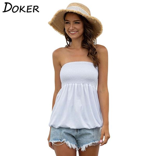 summer solid color pleated sleeveless strapless blouse loose hem off shoulder blouse fashion ruffled collarless t-shirt 210423, White
summer solid color pleated sleeveless strapless blouse loose hem off shoulder blouse fashion ruffled collarless t-shirt 210423, White