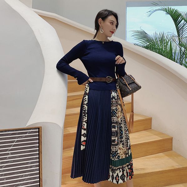 casual dresses autumn french retro knit knee pleated stitching temperament dress qlq4, Black;gray
casual dresses autumn french retro knit knee pleated stitching temperament dress qlq4, Black;gray