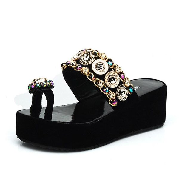 slippers summer women platform slides high heels shoes wedge beach flip flops for fashion crystal ladies, Black
slippers summer women platform slides high heels shoes wedge beach flip flops for fashion crystal ladies, Black