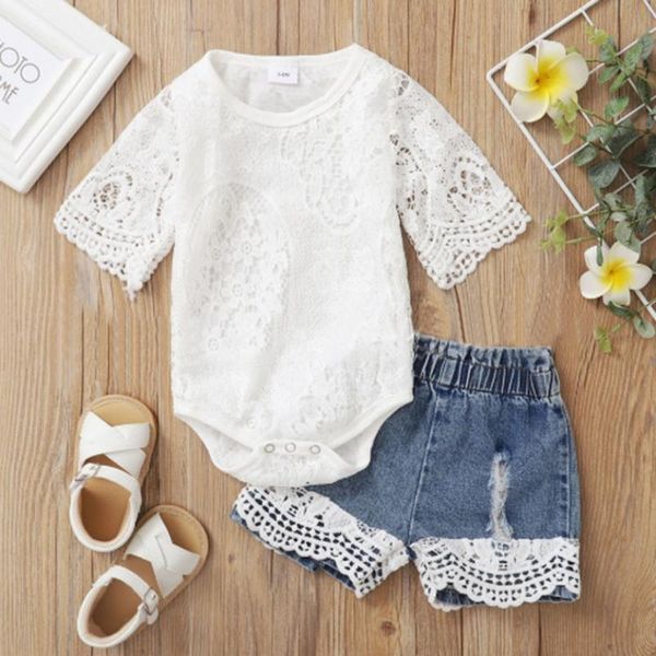 born infant baby girls lace romper +denim jeans shorts outfit sets t-shirt 2pcs outfits cotton casual clothes clothing, White
born infant baby girls lace romper +denim jeans shorts outfit sets t-shirt 2pcs outfits cotton casual clothes clothing, White