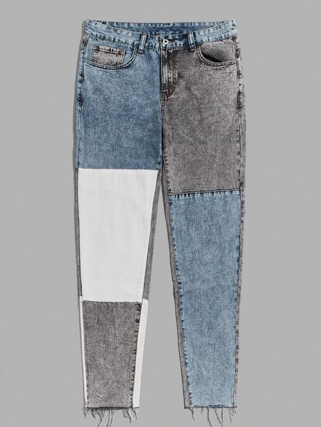 men washed spliced jeans y3zj#, Blue
men washed spliced jeans y3zj#, Blue