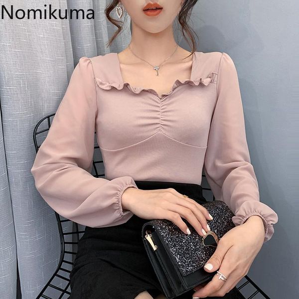 women's blouses & shirts nomikuma backless long sleeve patchwork see through elegant fashion blouse women korean vintage blusas mujer, White
women's blouses & shirts nomikuma backless long sleeve patchwork see through elegant fashion blouse women korean vintage blusas mujer, White
