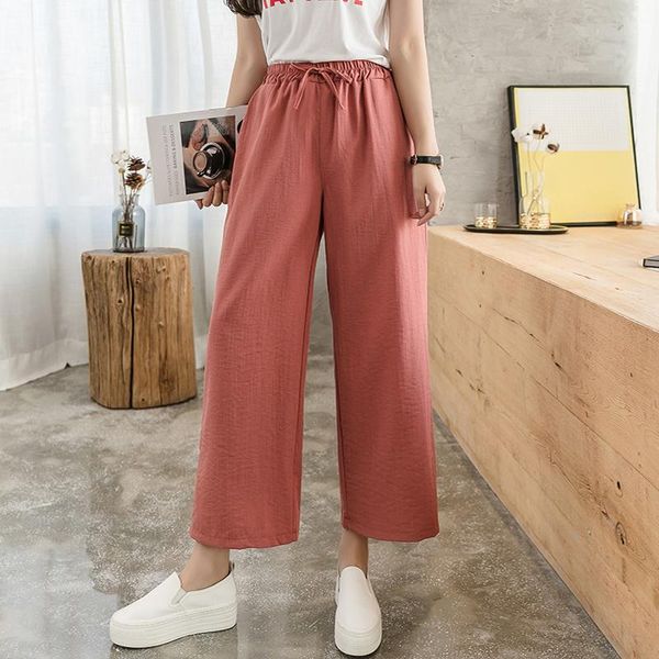 women's pants & capris 2021 summer spring fashion tide black casual loose elastic waist high wide leg women calf-length cotton linen, Black;white
women's pants & capris 2021 summer spring fashion tide black casual loose elastic waist high wide leg women calf-length cotton linen, Black;white