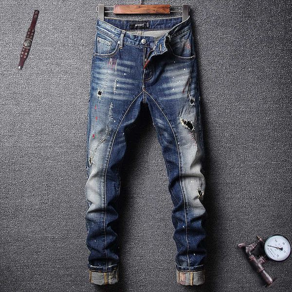 men's jeans italian style fashion retro blue slim fit destroyed ripped men pants spliced designer hip hop homme dzzj bptz
men's jeans italian style fashion retro blue slim fit destroyed ripped men pants spliced designer hip hop homme dzzj bptz