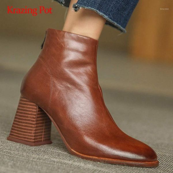boots krazing pot korean girls natural leather high street fashion gorgeous round toe thick heel zipper gladiator ankle l191, Black
boots krazing pot korean girls natural leather high street fashion gorgeous round toe thick heel zipper gladiator ankle l191, Black