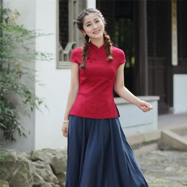 women's blouses & shirts cotton linen short sleeve shirt blouse chinese ladies traditional tang suit clothings camisa blusas, White
women's blouses & shirts cotton linen short sleeve shirt blouse chinese ladies traditional tang suit clothings camisa blusas, White