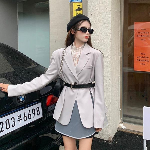 women's suits & blazers retro girl belt slits slim blazer coats + mesh see-through skirt all-match fashion suit 2021 fall clothing, White;black
women's suits & blazers retro girl belt slits slim blazer coats + mesh see-through skirt all-match fashion suit 2021 fall clothing, White;black