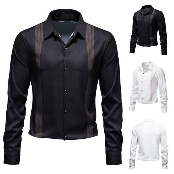 men's casual shirts eu size fashion trend long-sleeved shirt business office dress party plus, White;black
men's casual shirts eu size fashion trend long-sleeved shirt business office dress party plus, White;black
