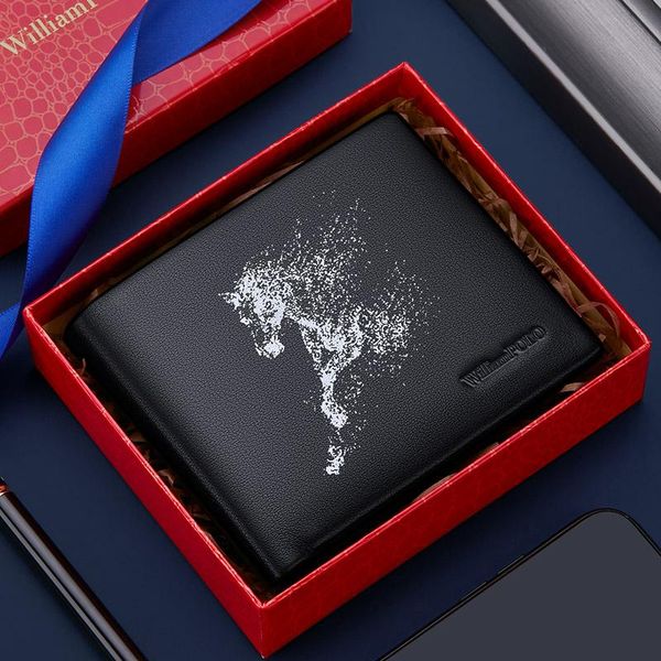 men's short soft cow leather genuine wallet 2021 trendy brand fashion williampolo hurse wallets, Red;black
men's short soft cow leather genuine wallet 2021 trendy brand fashion williampolo hurse wallets, Red;black