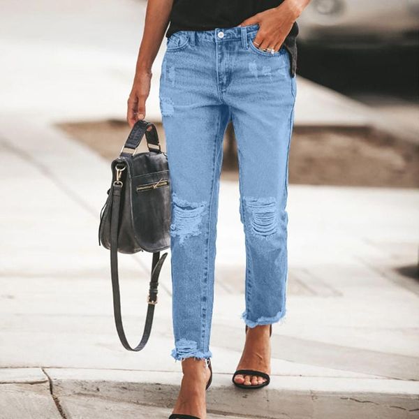 women's jeans fashion straight-leg ripped womens pure color hole high waist cowboys pants retro long loose wide leg, Blue
women's jeans fashion straight-leg ripped womens pure color hole high waist cowboys pants retro long loose wide leg, Blue