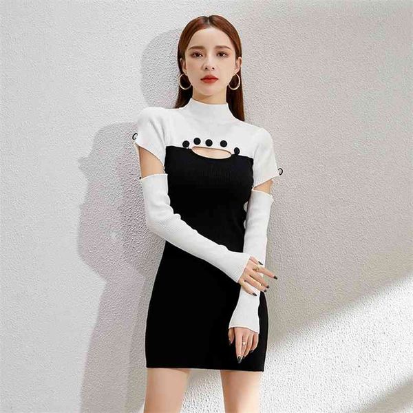 fashion women's dresses winter slim bag hips temperament black and white inner knit dress 210520, Black;gray
fashion women's dresses winter slim bag hips temperament black and white inner knit dress 210520, Black;gray