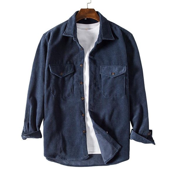 japanese loose-fitting retro corduroy shirt for the spring of 2021, men's long-sleeve with slim fit casual shirts, White;black
japanese loose-fitting retro corduroy shirt for the spring of 2021, men's long-sleeve with slim fit casual shirts, White;black