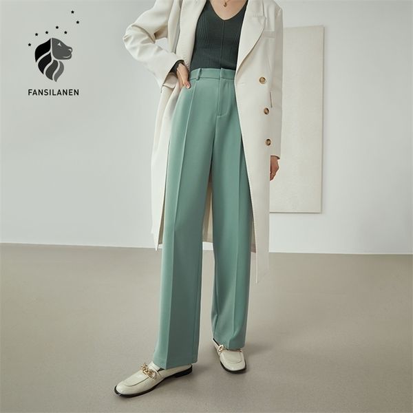 fansilanen office lady high street pants women autumn loose straight black green all-match casual trousers 211115, Black;white 
fansilanen office lady high street pants women autumn loose straight black green all-match casual trousers 211115, Black;white