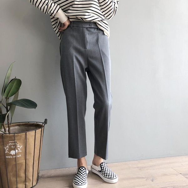 women's pants & capris 2021 high waist casual harem women korean style solid color button pocket suit ladies office cropped trousers, Black;white
women's pants & capris 2021 high waist casual harem women korean style solid color button pocket suit ladies office cropped trousers, Black;white