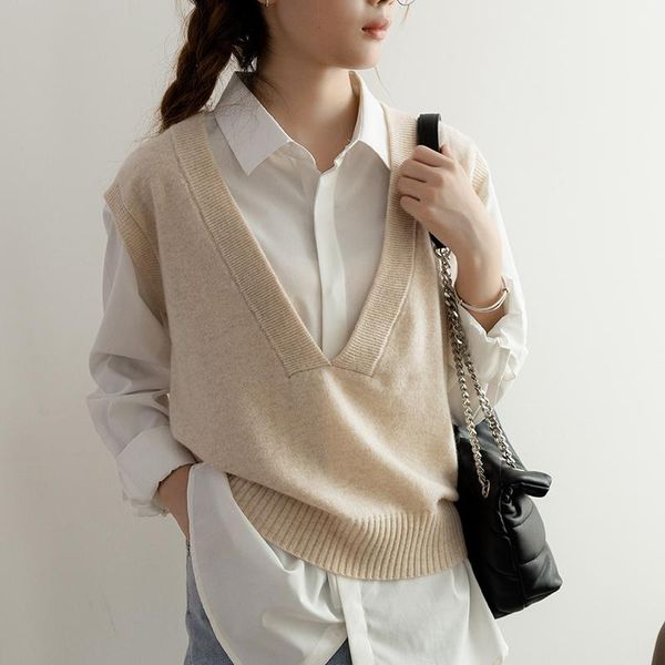 women's sweaters autumn winter 100% cashmere sweater vest women sleeveless v-neck knitted female solid color casual tank pullove, White;black
women's sweaters autumn winter 100% cashmere sweater vest women sleeveless v-neck knitted female solid color casual tank pullove, White;black