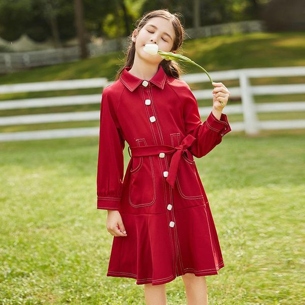 autumn big girl long windbreaker children's jacket fashion kid clothes pocket with belt teen jackets, Blue;gray
autumn big girl long windbreaker children's jacket fashion kid clothes pocket with belt teen jackets, Blue;gray
