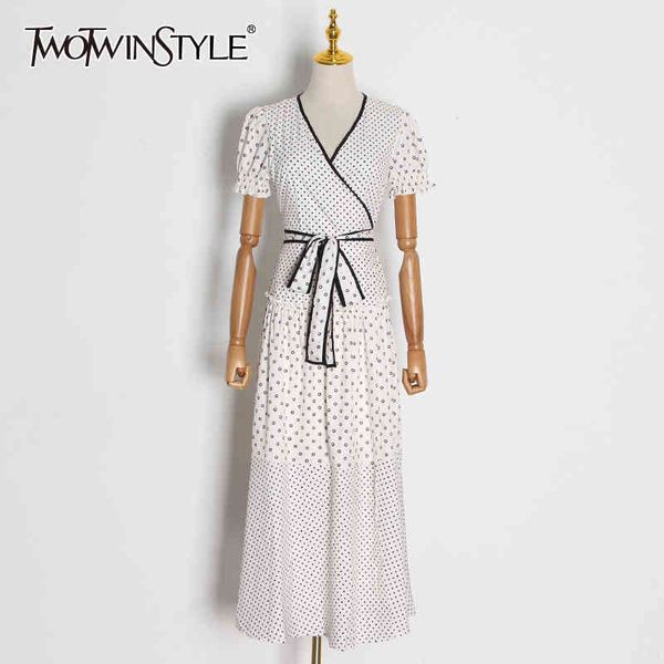 twotwinstyle polka dot lace up dress for women v neck short sleeve high waist elegant midi dresses female fashion summer 210517, Black;gray
twotwinstyle polka dot lace up dress for women v neck short sleeve high waist elegant midi dresses female fashion summer 210517, Black;gray