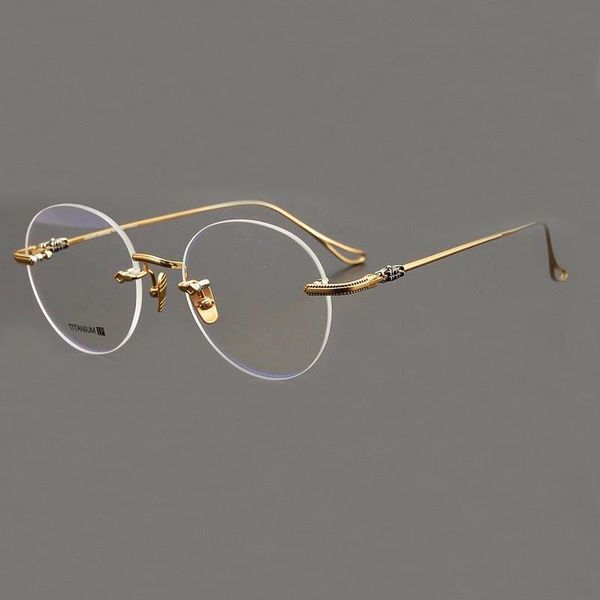 fashion sunglasses frames rimless pure titanium eyeglasses frame men retro optical eyewear ultralight clear lens prescription myopia round g, Black
fashion sunglasses frames rimless pure titanium eyeglasses frame men retro optical eyewear ultralight clear lens prescription myopia round g, Black