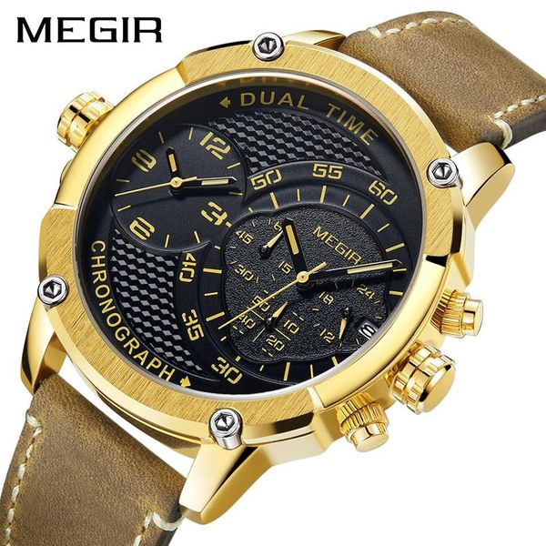wristwatches megir dual time zone quartz watch men creative leather male waterproof military sport relogio masculino 2093g, Slivery;brown
wristwatches megir dual time zone quartz watch men creative leather male waterproof military sport relogio masculino 2093g, Slivery;brown