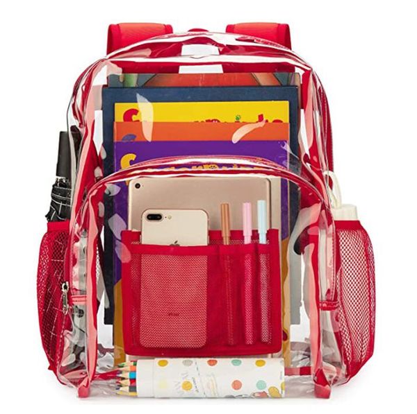 dhl20pcs student pvc large capacity transparent waterproof school bags mix color