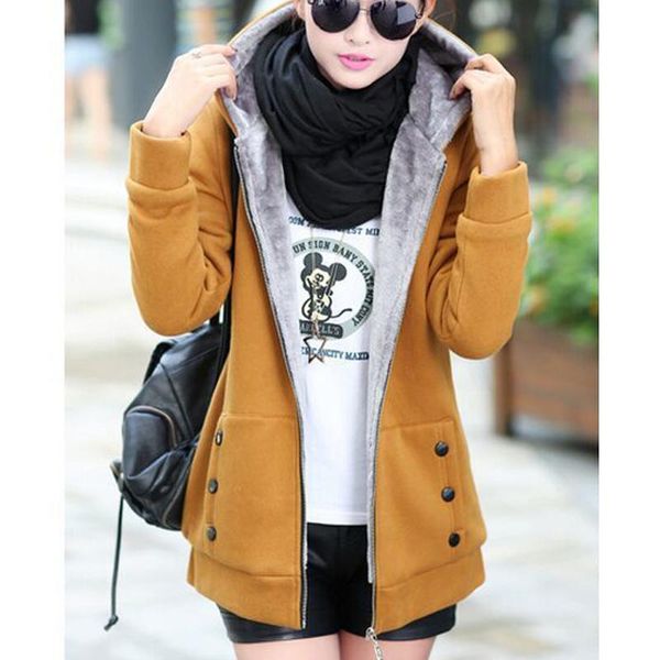 women's jackets autumn winter woolen zipper coats casual warm womens long sleeved hooded outwear spring sj726u, Black;brown
women's jackets autumn winter woolen zipper coats casual warm womens long sleeved hooded outwear spring sj726u, Black;brown