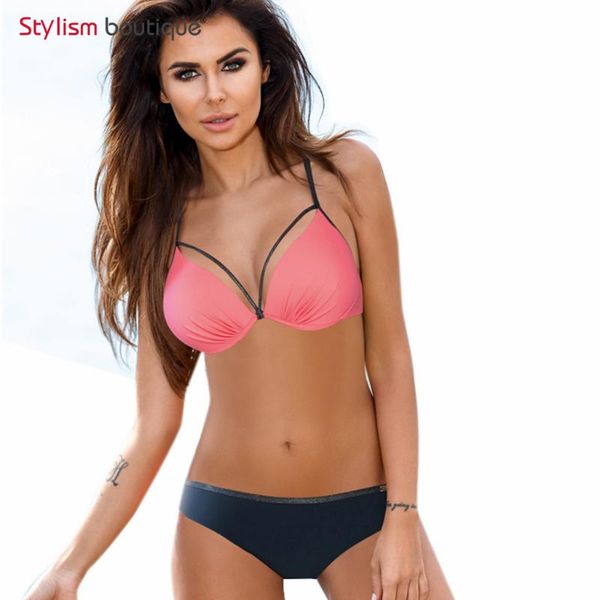 women's swimwear push up bikini 2021 bandage women contrast color swimsuit halter biquini bathing suit beachwear swimming for, White;black
women's swimwear push up bikini 2021 bandage women contrast color swimsuit halter biquini bathing suit beachwear swimming for, White;black