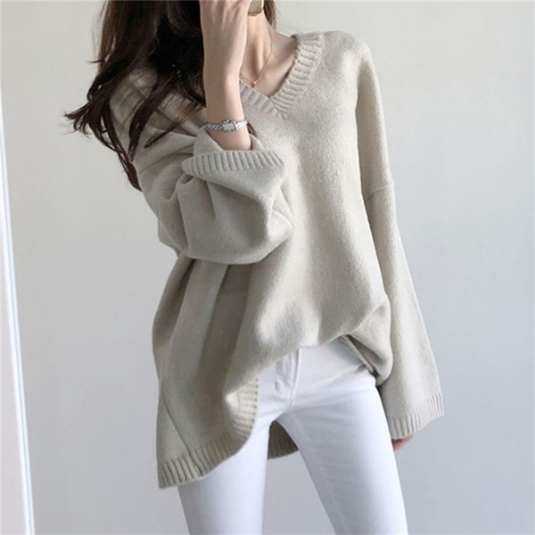 autumn winter women's sweaters pullover v-neck oversize elegant minimalist korean knitted lady jumper sw1186 210427, White;black
autumn winter women's sweaters pullover v-neck oversize elegant minimalist korean knitted lady jumper sw1186 210427, White;black