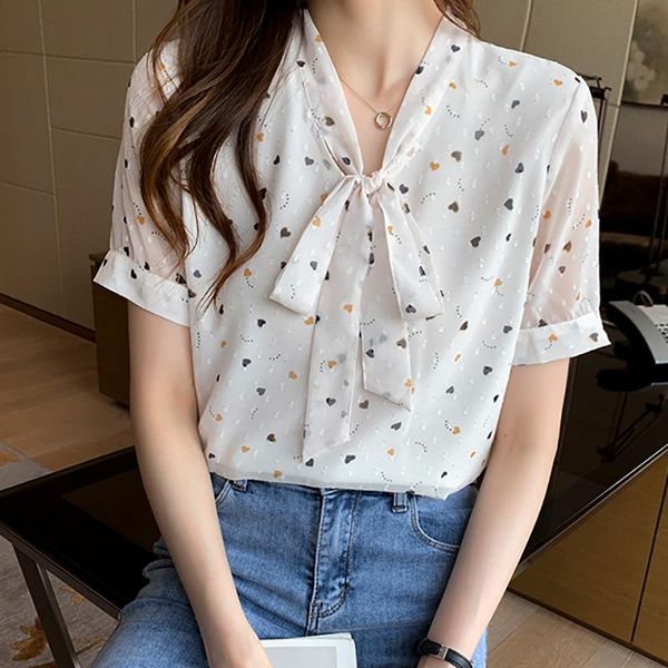 women's blouses & shirts bow floral chiffon blouse 2021 summer japan style short sleeve pullover korean women woman clothes chemisier, White
women's blouses & shirts bow floral chiffon blouse 2021 summer japan style short sleeve pullover korean women woman clothes chemisier, White