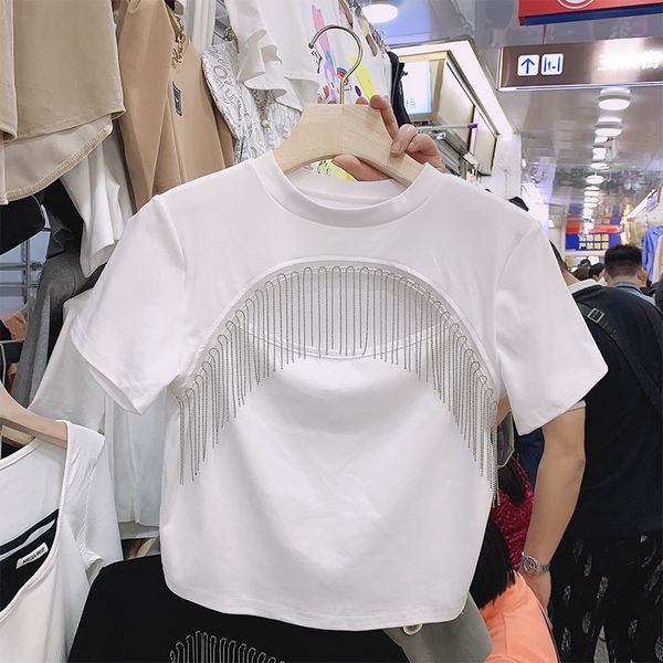t shirt sleeve t-shirt for women tassel hollow-out slim-fit short navel-exposed bottoming shirt ladies crop top, White
t shirt sleeve t-shirt for women tassel hollow-out slim-fit short navel-exposed bottoming shirt ladies crop top, White