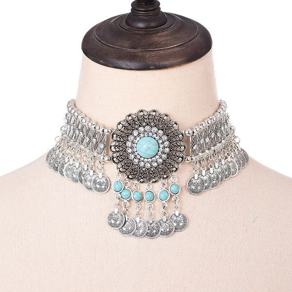 statement choker collar necklace for women bohemian vintage flower crystal rhinestone ethnic gypsy bead coin tassel jewelry, Golden;silver
statement choker collar necklace for women bohemian vintage flower crystal rhinestone ethnic gypsy bead coin tassel jewelry, Golden;silver