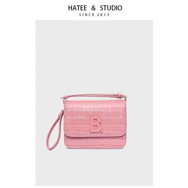 cherry pink crocodilessss leather b-button cowhide tofu bag designerss luxuryss hand yw