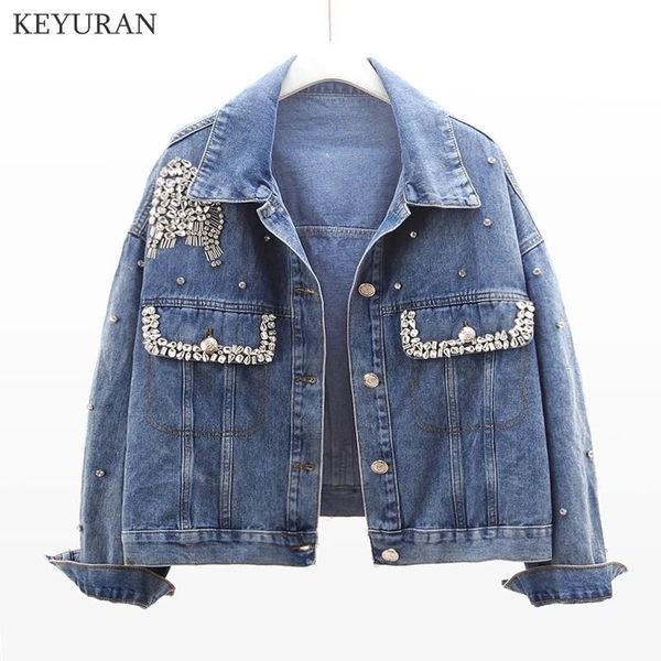women's jackets diamond denim coat women 2021 spring autumn vintage blue long sleeve loose short jeans jacket outerwear female, Black;brown
women's jackets diamond denim coat women 2021 spring autumn vintage blue long sleeve loose short jeans jacket outerwear female, Black;brown