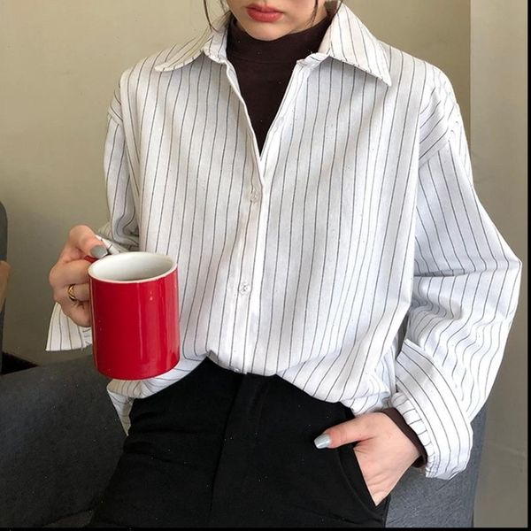 womens shirts women striped shirt long sleeve spring summer fashion casual loose female streetwear blouse oversize, White
womens shirts women striped shirt long sleeve spring summer fashion casual loose female streetwear blouse oversize, White