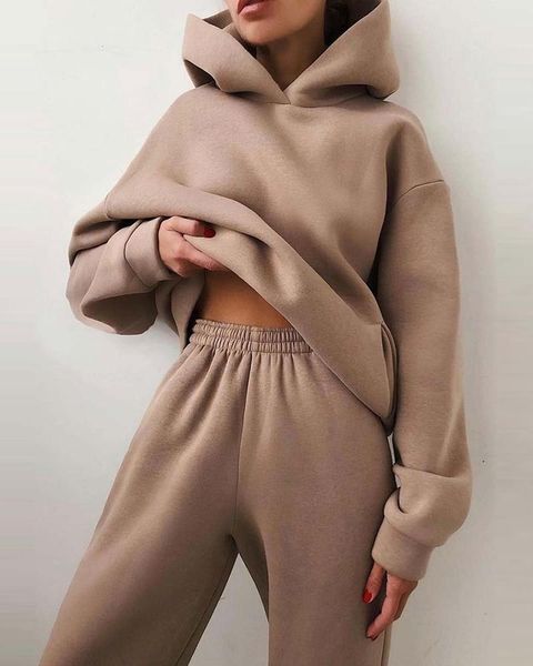 solid kahki long sleeve hooded & pocket design pants set casial basic loose hippop style streetwear spring 2pcs hoodie women's two piec, White
solid kahki long sleeve hooded & pocket design pants set casial basic loose hippop style streetwear spring 2pcs hoodie women's two piec, White