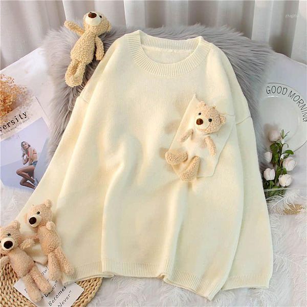 women's sweaters bear sweater pullover loose lazy style japanese college candy-colored trendy outer wear autumn, White;black
women's sweaters bear sweater pullover loose lazy style japanese college candy-colored trendy outer wear autumn, White;black