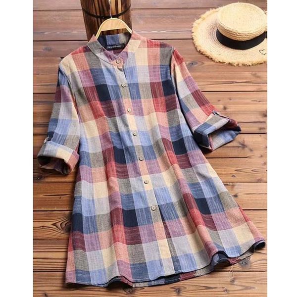 women's blouses & shirts plus size plaid shirt blouse women casual printed half sleeve o-neck loose button tunic ladies summer, White
women's blouses & shirts plus size plaid shirt blouse women casual printed half sleeve o-neck loose button tunic ladies summer, White