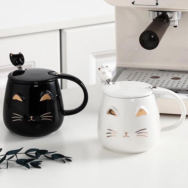 mugs 400ml cute cat ceramic coffee mug with spoon and lid white/black/pink creative hand painted milk tea cup novelty gift for friend
mugs 400ml cute cat ceramic coffee mug with spoon and lid white/black/pink creative hand painted milk tea cup novelty gift for friend