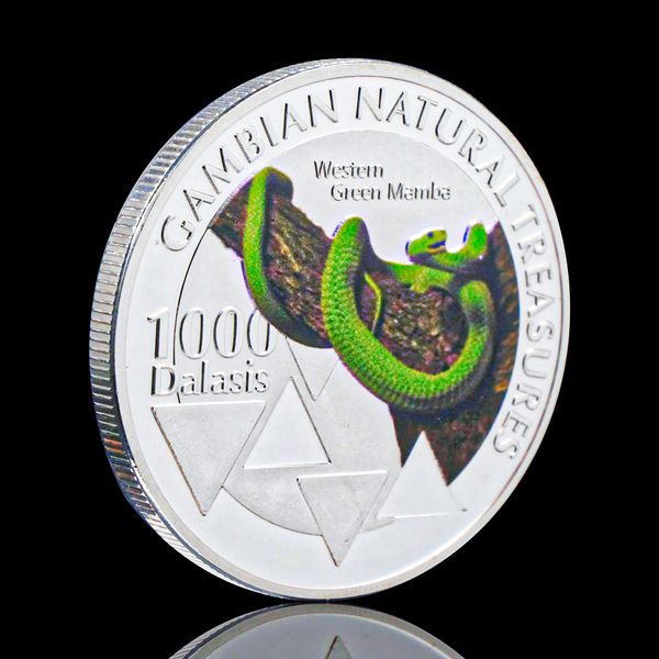 50pcs non magnetic silver plated gambian natural treasumres african westem green mamba snake medal souvenirs coin animal collectible coins
50pcs non magnetic silver plated gambian natural treasumres african westem green mamba snake medal souvenirs coin animal collectible coins
