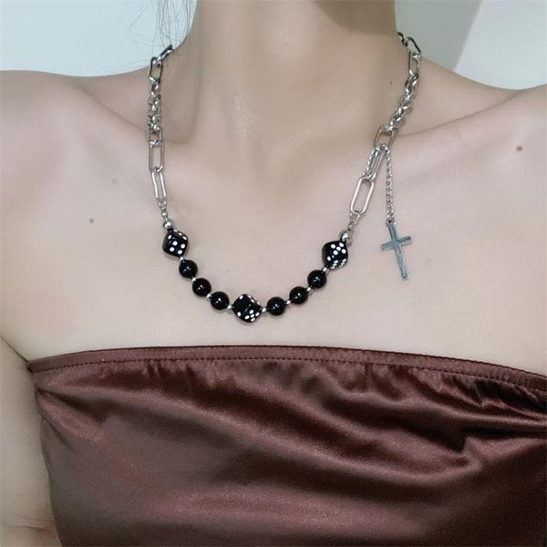 pendant necklaces u-magical punk asymmetry chunky chain cross metal necklace for women cube black dice beaded jewelry, Silver
pendant necklaces u-magical punk asymmetry chunky chain cross metal necklace for women cube black dice beaded jewelry, Silver