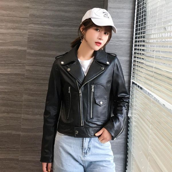 women's leather & faux real genuine jacket women spring autumn sheepskin coat motorcycle biker chaquetas mujer 9802 kj36971 92su, Black
women's leather & faux real genuine jacket women spring autumn sheepskin coat motorcycle biker chaquetas mujer 9802 kj36971 92su, Black